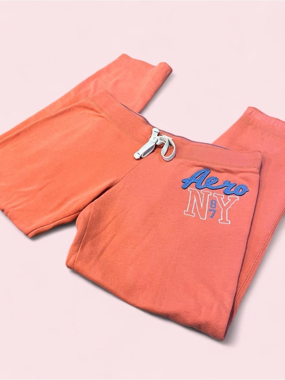 Y2K Vintage Aéropostale Aero NY Women’s Low Rise Coral Orange Sweatpants Medium
